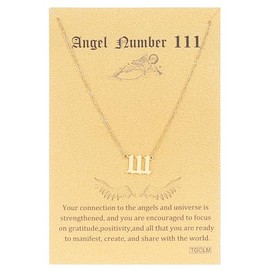 TGOLM Angel Number Necklace 18k Gold Plated Stainless Steel Faux Pearl Choker Chain Aesthetic Accessories Jewelry for Women 16", Stainless Steel, No Gemstone