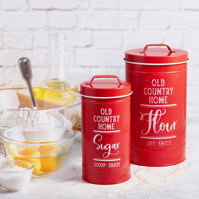 DAYYET Red Canisters for Kitchen Counter, Airtight Kitchen Canisters for