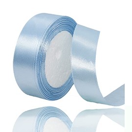 Light Blue Ribbon 1 Inch x 25 Yards, Baby Blue Satin Fabric Silk Ribbon for Gift Wrapping, Bows Making, Floral Bouquets, Wreaths, DIY Handicrafts, Sewing Projects, Baby Shower and Wedding Party