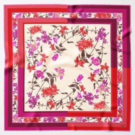 Elizabetta Women's Italian Hand Rolled Silk Square Scarf - Fuchsia Floral