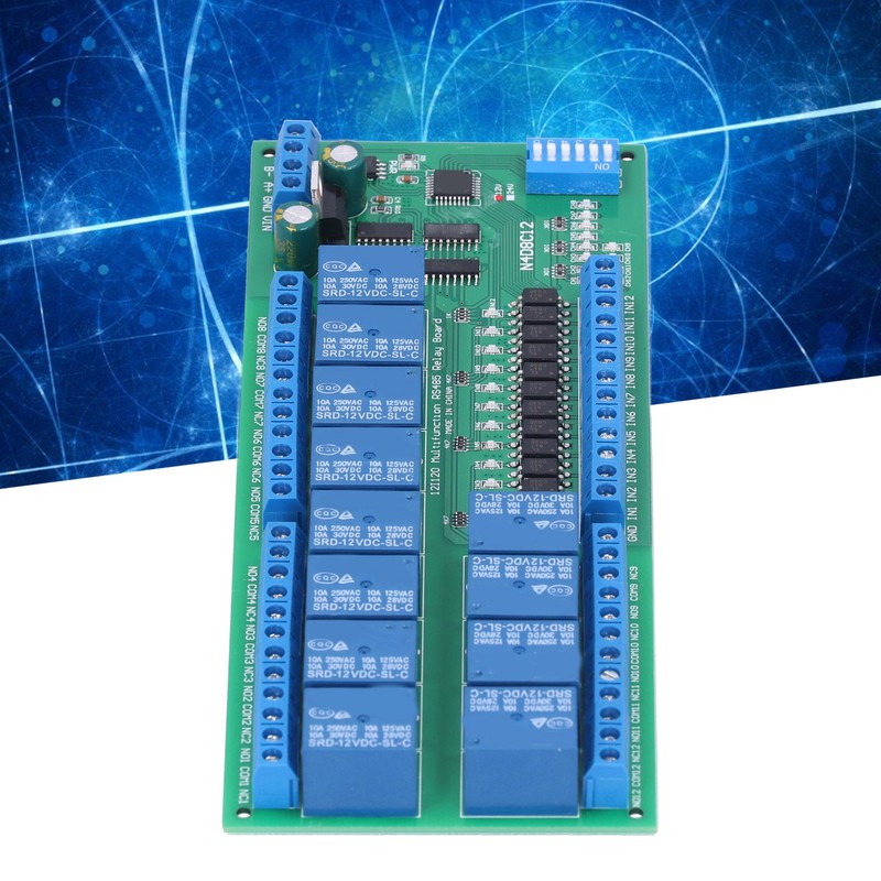 Relay Module RS485 Isolated 12‑in 12‑out RTU protocol DIN35 PLC