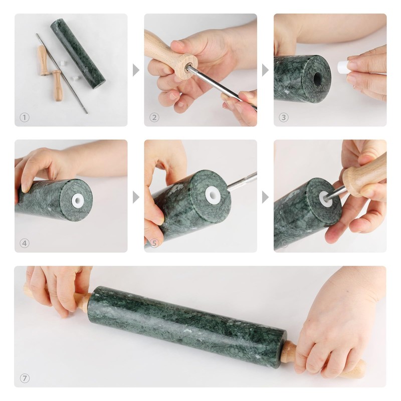 Koville Marble Rolling Pin, Non-Stick Dough Roller, Rolling Pin for
