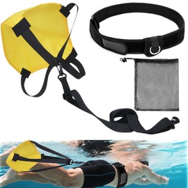 Swimming Parachute Resistance Training Equipment, Stationary Swim Belts Resistance Set for Adults (Yellow)