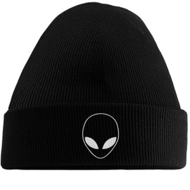 Hippowarehouse Alien Head Embroidered Beanie Hat Black