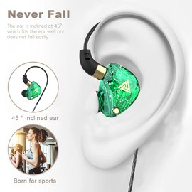 Yeabomy Qkz Sk8 in Ear Monitor Headphones, Wired Earbuds Stereo Bass, HiFi IEM Earphone, Wired Gaming Earbuds, Without Detachable Cables (with mic, Green)