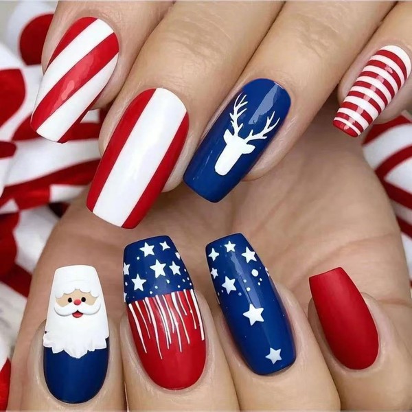 Independence Day Press on Nails Medium Coffin Fake Nails with