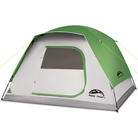 Happy Travel Camping Tent, 6 Person Dome Tents for Camping with Rainfly, Waterproof Clip Easy Setup Portable Family Tent with Mesh Windows, 20% More Headroom Backpacking Tents for Camping & Hiking