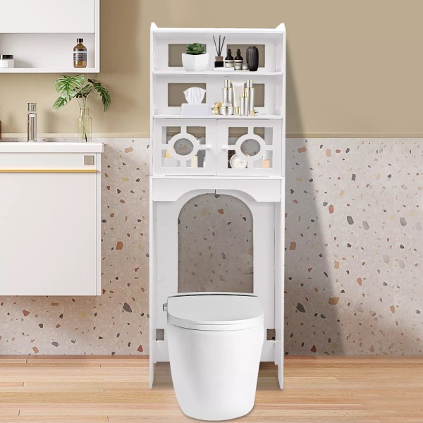 4-tier Toilet Cabinet PVC Over The Toilet Storage Cabinet Bathroom
