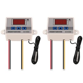 UMLIFE 2PCS XH-W3002 DC 110V-220V 1500W 10A Microcomputer Digital Temperature Controller Digital Display Thermostat Control Switch and NTC 10K Thermistor Sensors Temperature Probe (110-220V 1500W)
