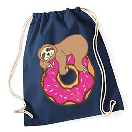 Hippowarehouse Sloth donut Drawstring Cotton School Gym Bag 37cm x 46cm, 12 litres