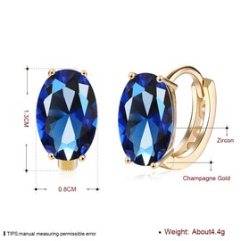 Small Round Hoop Earrings For Women Girls Cubic Zirconia Blue Oval Crystal Tiny Huggie Pierced Fashion Birthstone Nice Gift Jewelry Birthday Christmas for Her