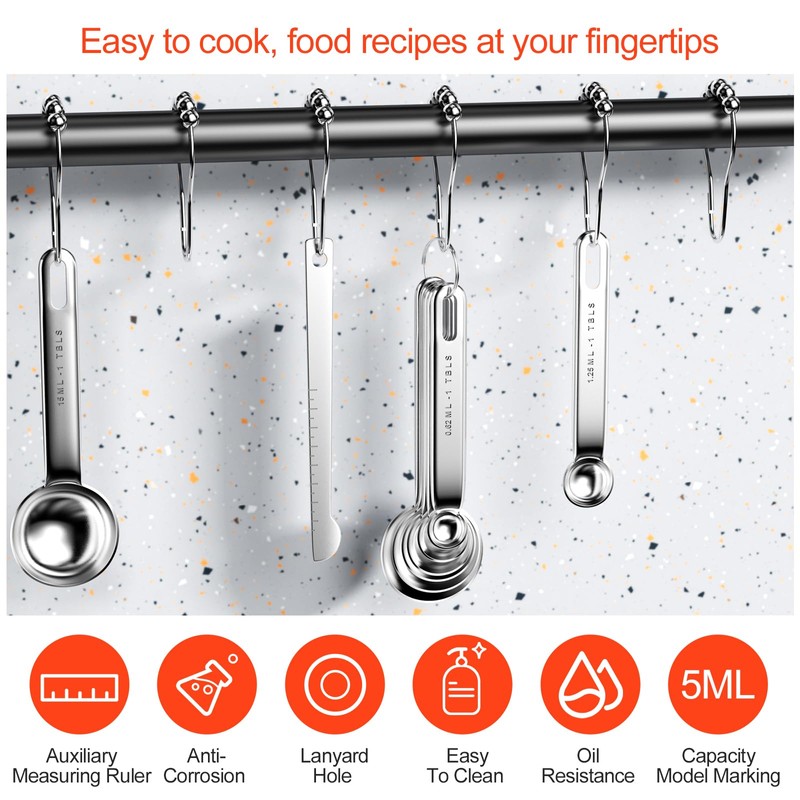 Fousenuk Measuring Spoon Set, Stainless Steel Measuring Cup Set for