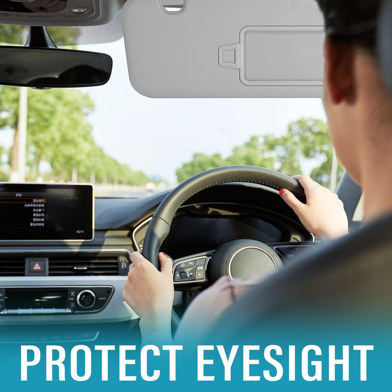 Grey Right Passenger Side Sun Visor with Mirror Compatible with