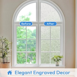 rabbitgoo Window Privacy Film Frosted Glass Film, Decorative Cling UV Sun Blocking Decals, Frosting Window Clings for Home Bathroom Door Coverings,17.5 x 78.7 inches