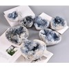 MOGEMT Raw Blue Celestite Crystal Geode Heart Shape Natural Healing