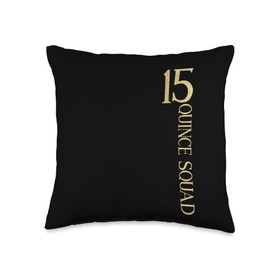 15th Birthday Quince Squad Quinceanera Co. Quince Squad 15th Birthday Girls Quinceanera Throw Pillow, 16x16, Multicolor