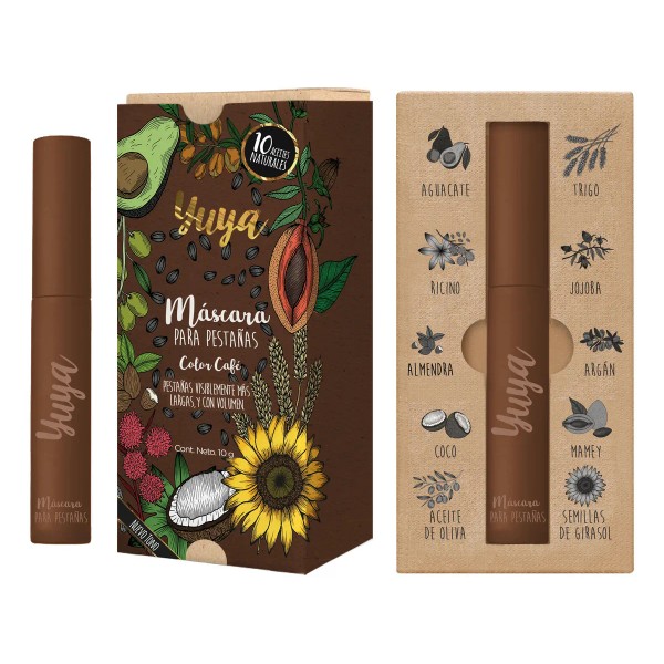 Máscara De Pestañas 10 Aceites Naturales Yuya Color Café