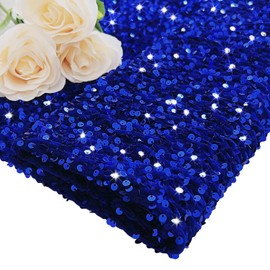 Royal Blue Sequin Fabric Velvet Stretch Fabric by The Yard 1 Yard Large Sequins Fabric for Wedding Party Sparkly Sequence Fabrics Sewing Fabric for DIY Art Crafts Christmas Costume Reversible Fabric