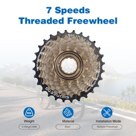 WEEROCK Bike Freewheel 7 Speeds, 14-28T Threaded Freewheel Screw On Bicycle Replement Part for MTB, Cruiser Bicycle