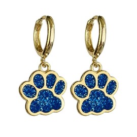 Glitter Dog Cat Paw Earrings Cute Paw Print Drop Dangle Earrings for Women Puppy Paw Charm Earrings Dog Footprint Pet Lover Jewelry Gifts-Blue