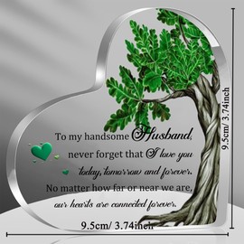 Husband Gifts Valentines Day Plaque Presents Handsome Man Heart Acrylic Desk Signs Keychains Ornament Birthday Christmas Keepsake Keyrings for Men Him Wedding Anniversary I Love You Key Chains