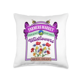 Farmers Market Fresh Gardening Farmers Market Wildflowers Throw Pillow