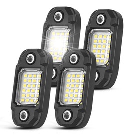 LY8 4 Pods White Rock Lights 24 LEDs Chips Waterproof Neon Trail Rig Lamp Underglow Light for Car Truck Motorcycle SUV ATV UTV (White)