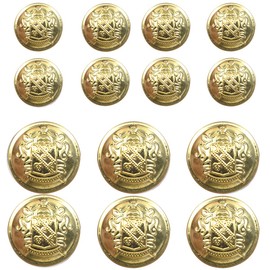KENDANY 14 Piece Metal Blazer Button Set - for Blazer, Suits, Sport Coat, Uniform(Gold 15mm 20mm)(0.59in-0.79in)