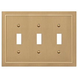 Amerelle 57TTTBZ Bethany Wallplate, 3 Toggle, Cast Metal, Brushed Bronze, 1-Pack