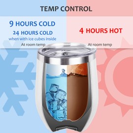 Tirrinia Stemless Insulated Wine Tumbler with Lid, 12oz Single Stainless Steel Double Walled Metal Reusable Wine & Champagne Tumbler for Camping, Travel and Outdoor, Rainbow