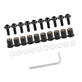 REPAIROCK 10pcs M5 5mm Motorcycle Windscreen Screws Fairing Windscreen Screws Bolt Windshield Mounting Nuts Installation Black Auto Replacement Parts
