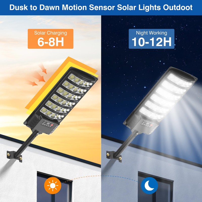 Solar Street Lights Outdoor Waterproof,48000LM 320°Wide Angle Flood Light, LED
