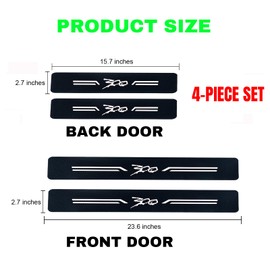 4Pcs 300 Door Sill Protector Decal Carbon Fiber Leather Car Door Sill Decoration Stickers Scuff Plate for Chrysler 300/C/ 300S 2005-2023 (White)