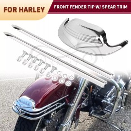 Unbranded Front Fender Tip + Spear Trim Kit For Harley Electra Glide FLHT Road King FLHR