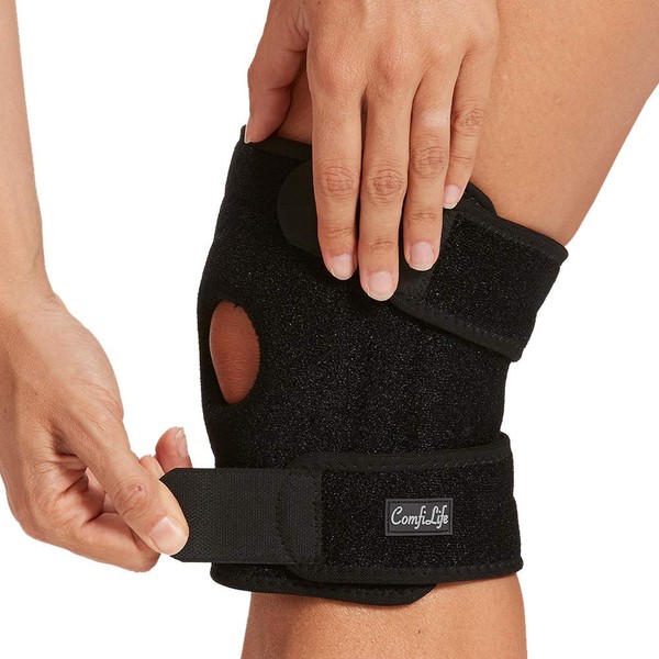 ComfiLife Knee Brace for Knee Pain Relief – Neoprene Knee Brace for Working Out, Running, Injury Recovery – Side Stabilizers – 3 Point Adjustable Compression – Open Patella Support,Non-Slip (Medium)