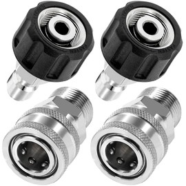 Sknrlko 4Pcs Pressure Washer Adapter Set, Quick Connect Kit, M22 14mm to M22 Metric Fitting, Stainless Steel Durable Easy Install