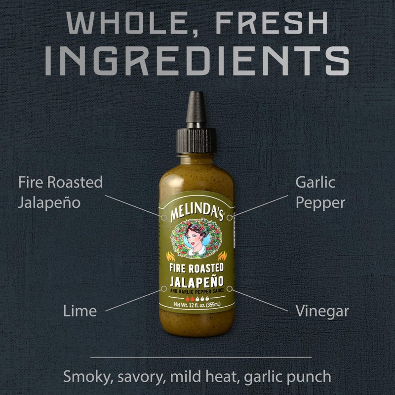 Melinda's Fire Roasted Jalapeño Hot Sauce with Aromatic Garlic -