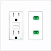 RiteAV 2 Port Fiber Optic Coupler Jack SC Simplex Singlemode APC Wall Plate - GFCI Outlet [Screwless White]