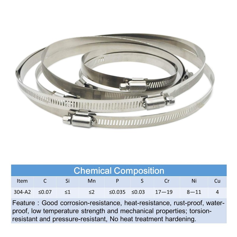 EesTeck 4Pcs 6" Adjustable 304 Stainless Steel Duct Clamps Hose