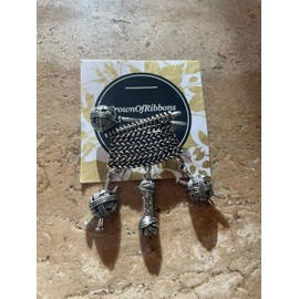 Silver Wool Knit Brooch for Women, Knitting Gift Pin with Charms