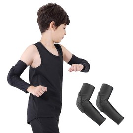 Luwint Coderas para Brazo y Rodilla de Voleibol para Niños - Codo de Compresión, Protector de Codo o Rodilla para Fútbol Baloncesto Béisbol Bolos Tenis Hockey Deportes, 1 par (Small（5 - 7 años）, Abrazadera de codo)