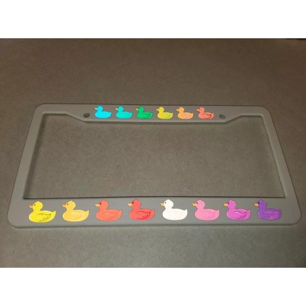 Car Plate Frames REFLECTIVE WHITE RUBBER DUCKY duckies 4x4 plastic