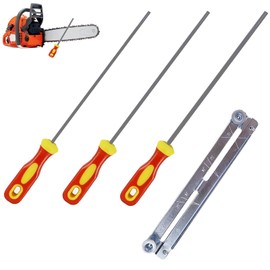 File for Chainsaw, Chainsaw Round File, 3-Piece File Set, File Set with Handle and File Holder, Sharpening Tools, Available in 3 Sizes of 4.0 mm, 4.8 mm, 5.5 mm, for Manual Sharpening of Saw Chains