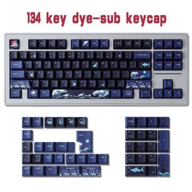 JakeTsai PBT Keycaps, 128 Keys Dye Sublimation Cherry Profile Keycaps with 6.25U Spacebar Keycap Set for Cherry MX Switches ISO/ANSI Layout Mechanical Keyboards