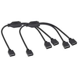 HCFeng 4 Pins Y-Splitter 2way Cable 4 Pin Y Splitter LED Splitter Cable Flex LED Strip Connector for SMD 5050 3528 RGB LED Light Strip [30cm/12inch] [2way-black-2pack]