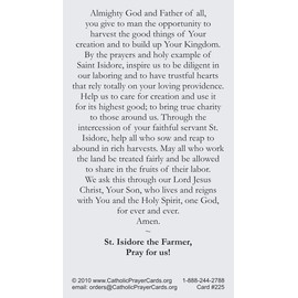 St. Isidore, patron saint of farmers prayer card (10-pack) with a Bonus Card of Jesus and the Footprints Story