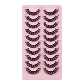 False Eyelashes Russian Strip Lashes Natural Fluffy Wispy D Curly 10 Pairs Reusable Fake Eyelashes Faux Mink Lashes Thick Short Soft Eyes Lash