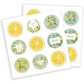 180 Pcs Etiquetas Adhesivas de Limón, Pegatinas Redondas 1.5 Pulgadas, Pegatinas Temáticas de Verano, Bolsas para Regalos, Bodas, Cumpleaños, Fiestas, Navidad, Dulces, Frutas (Amarillo)