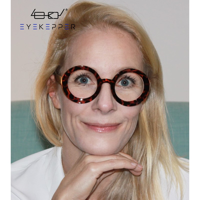 Eyekepper Paquete de 4 gafas de lectura redondas para mujer,