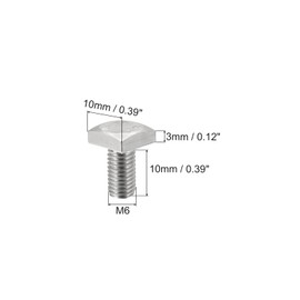 sourcing map Square Head Bolt, 10pcs M6x10mm Fully Thread 304 Stainless Steel Grade C Square Machine Screws